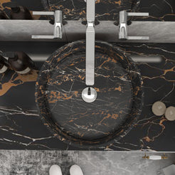 Soraya Galaxy Marble Vessel Sink, interior, rim and material detail