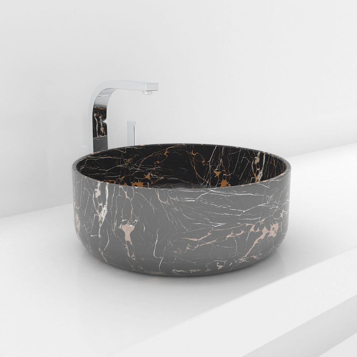 Sorcha Galaxy Marble Vessel Sink, countertop hero lifestyle view