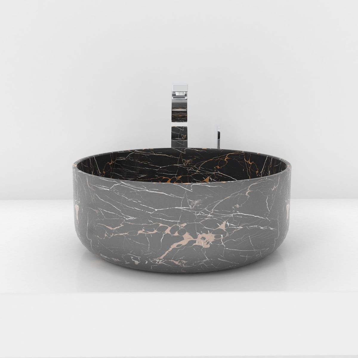 Sorcha Galaxy Marble Vessel Sink, overall shape and side profile