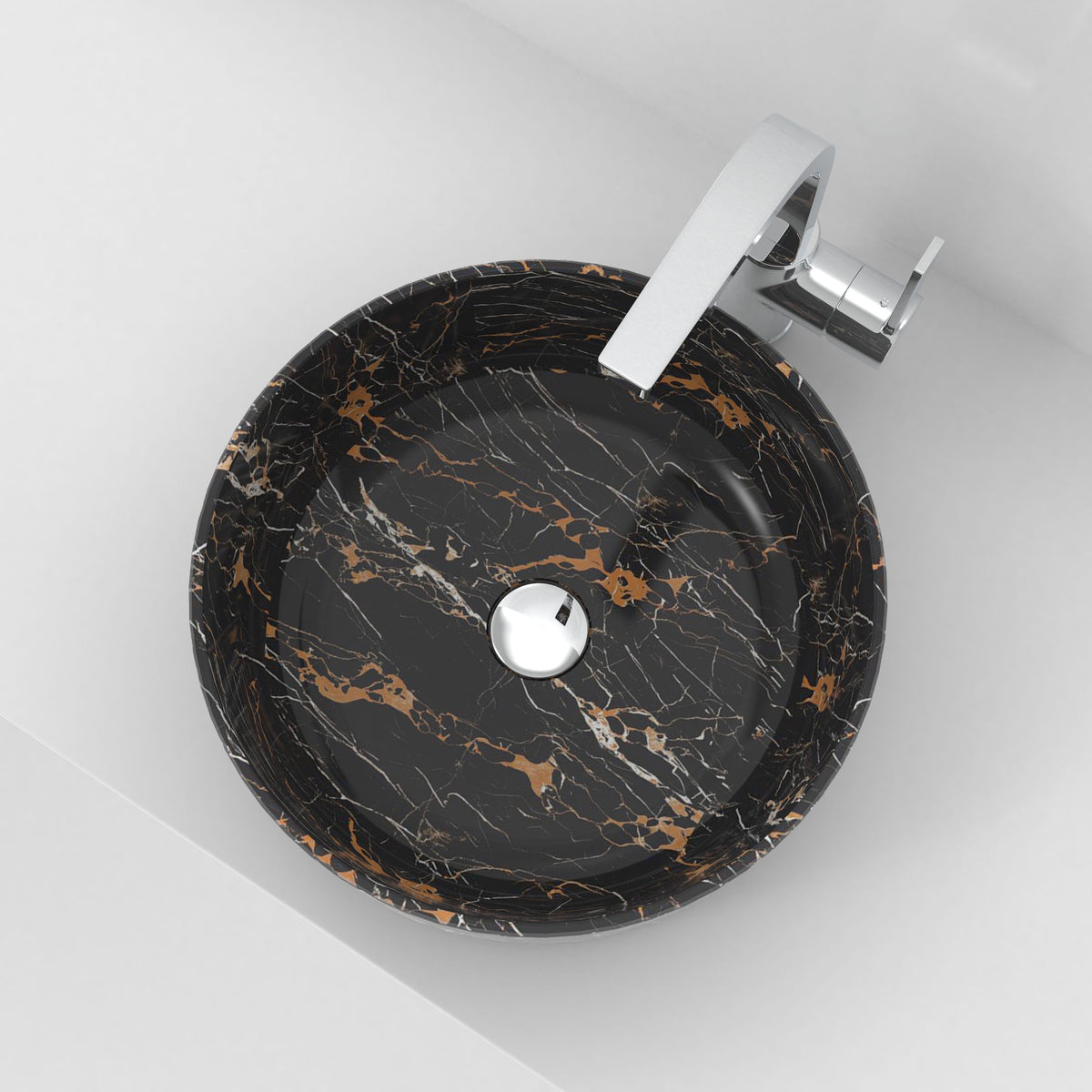 Sorcha Galaxy Marble Vessel Sink, interior, rim and material detail