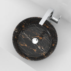 Sorcha Galaxy Marble Vessel Sink, interior, rim and material detail