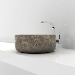 Sorcha Marocca Marble Vessel Sink, overall shape and side profile