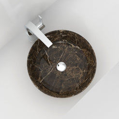 Sorcha Marocca Marble Vessel Sink, interior, rim and material detail