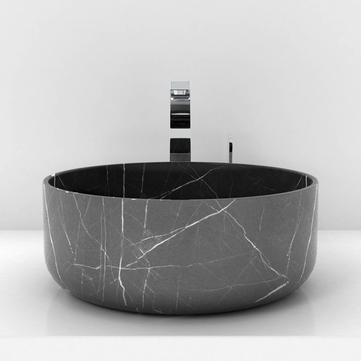 Sorcha Portoro Marble Vessel Sink, overall shape and side profile