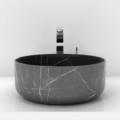 Sorcha Portoro Marble Vessel Sink, overall shape and side profile