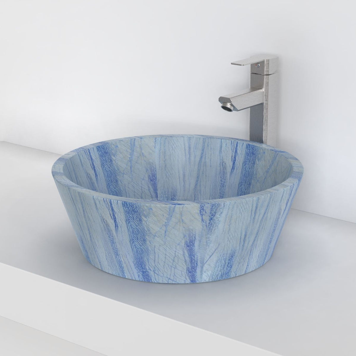 Souri Azura Blue Quartzite Vessel Sink, second countertop lifestyle setting