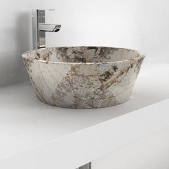 Souri Pandora Blanc Quartzite Vessel Sink, alternate countertop lifestyle angle