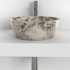Souri Pandora Blanc Quartzite Vessel Sink, overall shape and side profile