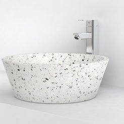 Souri White Terrazzo Vessel Sink, alternate countertop lifestyle angle