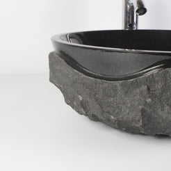 Sparrow Neroco Stone Vessel Sink, rough exterior and polished rim detail