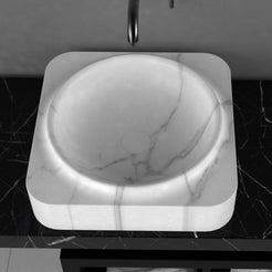 Spencer Arabescato Marble Vessel Sink, second countertop lifestyle setting