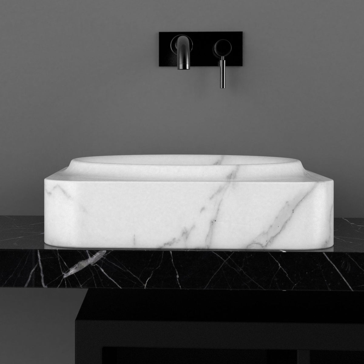 Spencer Arabescato Marble Vessel Sink, alternate countertop lifestyle angle