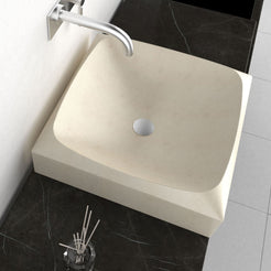 Spezala Botticino Marble Vessel Sink, countertop hero lifestyle view