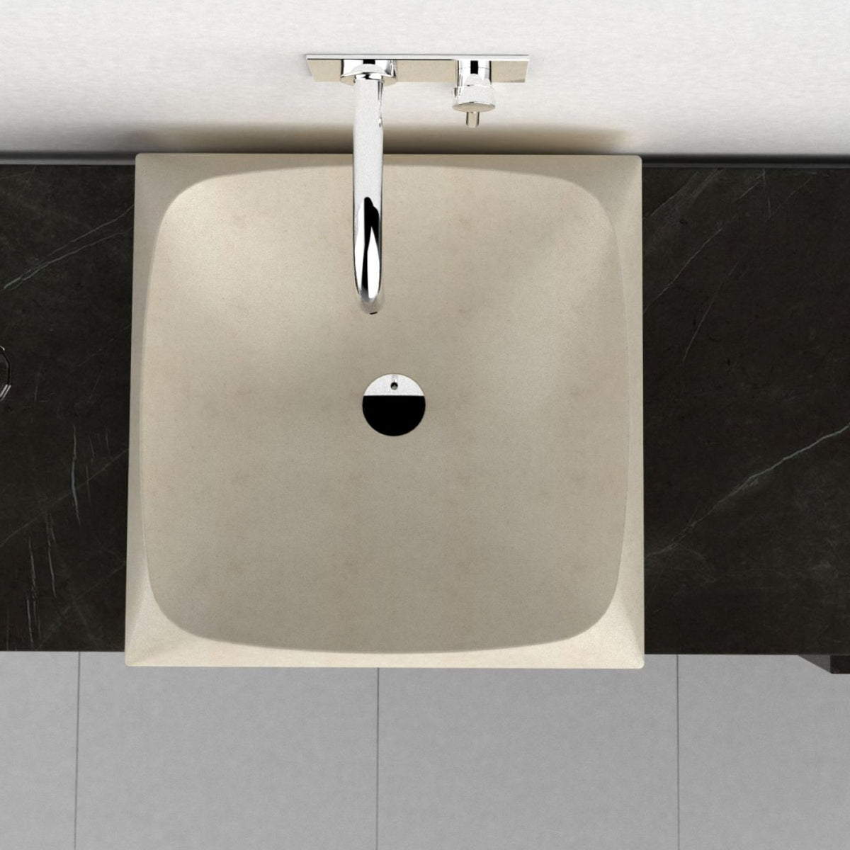 Spezala Botticino Marble Vessel Sink, second countertop lifestyle setting