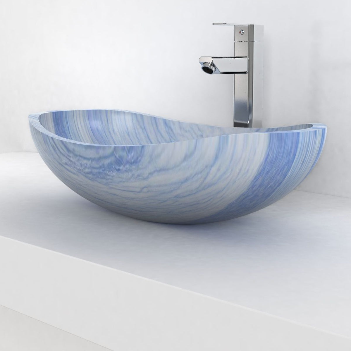 Spirit Azura Blue Quartzite Vessel Sink, countertop hero lifestyle view