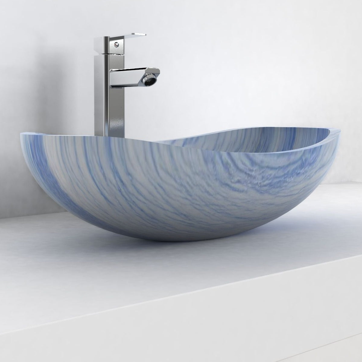 Spirit Azura Blue Quartzite Vessel Sink, second countertop lifestyle setting