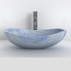 Spirit Azura Blue Quartzite Vessel Sink, overall shape and side profile