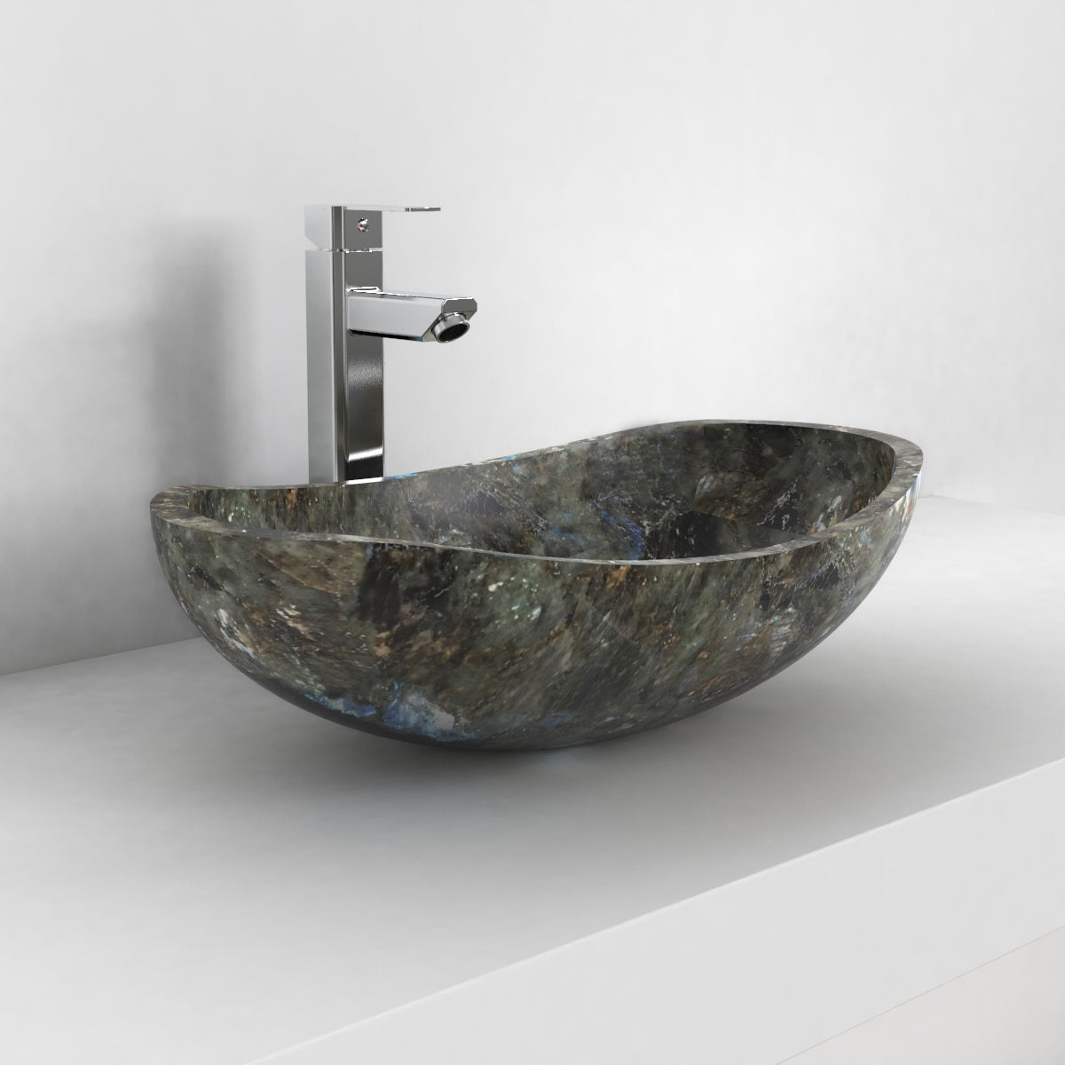 Spirit Celestia Blue Quartzite Vessel Sink, countertop hero lifestyle view