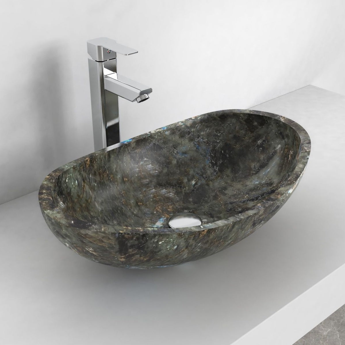 Spirit Celestia Blue Quartzite Vessel Sink, alternate countertop lifestyle angle