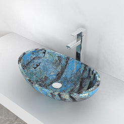 Spirit Danube Blue Quartzite Vessel Sink, alternate countertop lifestyle angle