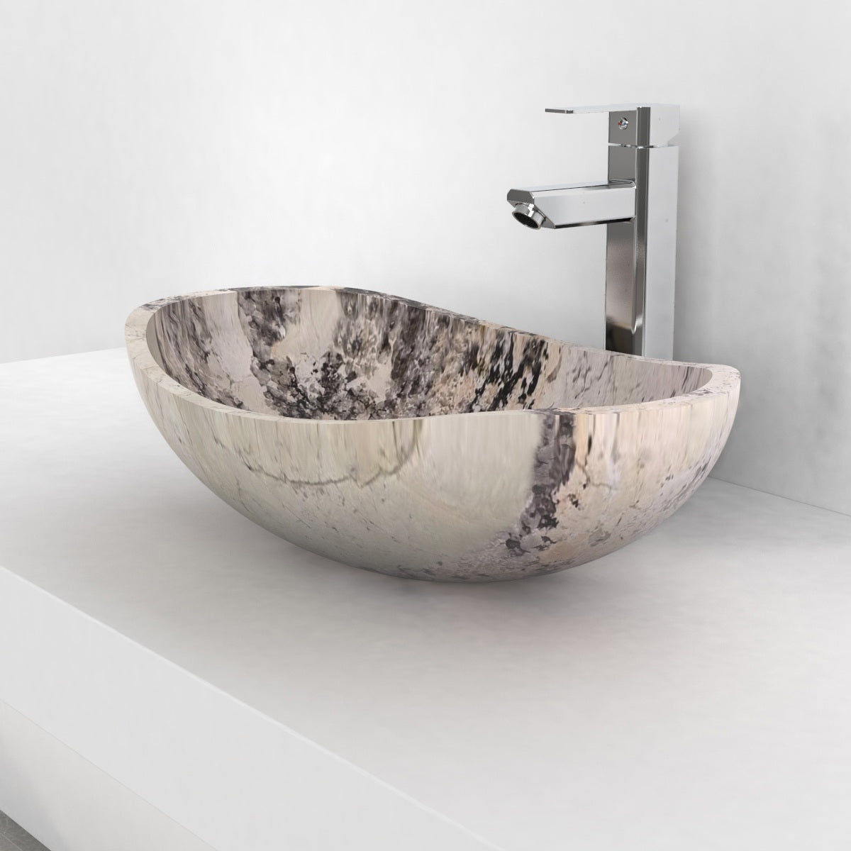 Spirit Pandora Blanc Quartzite Vessel Sink, countertop hero lifestyle view