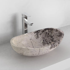 Spirit Pandora Blanc Quartzite Vessel Sink, alternate countertop lifestyle angle
