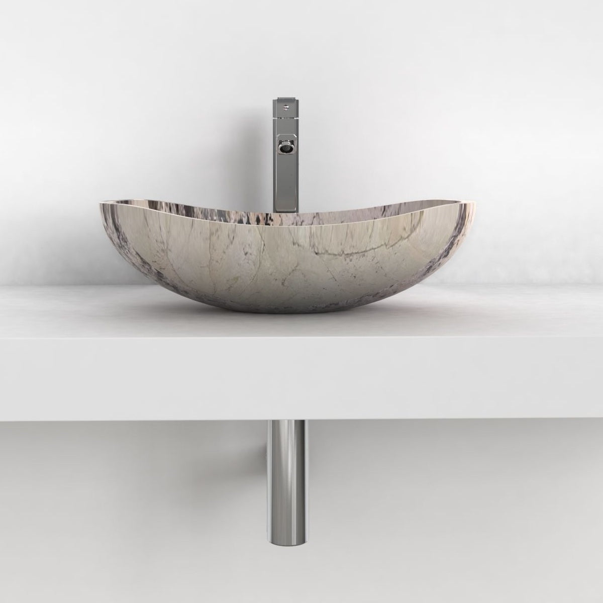 Spirit Pandora Blanc Quartzite Vessel Sink, overall shape and side profile