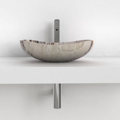 Spirit Pandora Blanc Quartzite Vessel Sink, overall shape and side profile