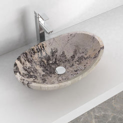 Spirit Pandora Blanc Quartzite Vessel Sink, interior, rim and material detail