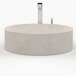 Seada Botticino Marble Vessel Sink, overall shape and side profile