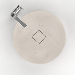 Seada Botticino Marble Vessel Sink, interior, rim and material detail
