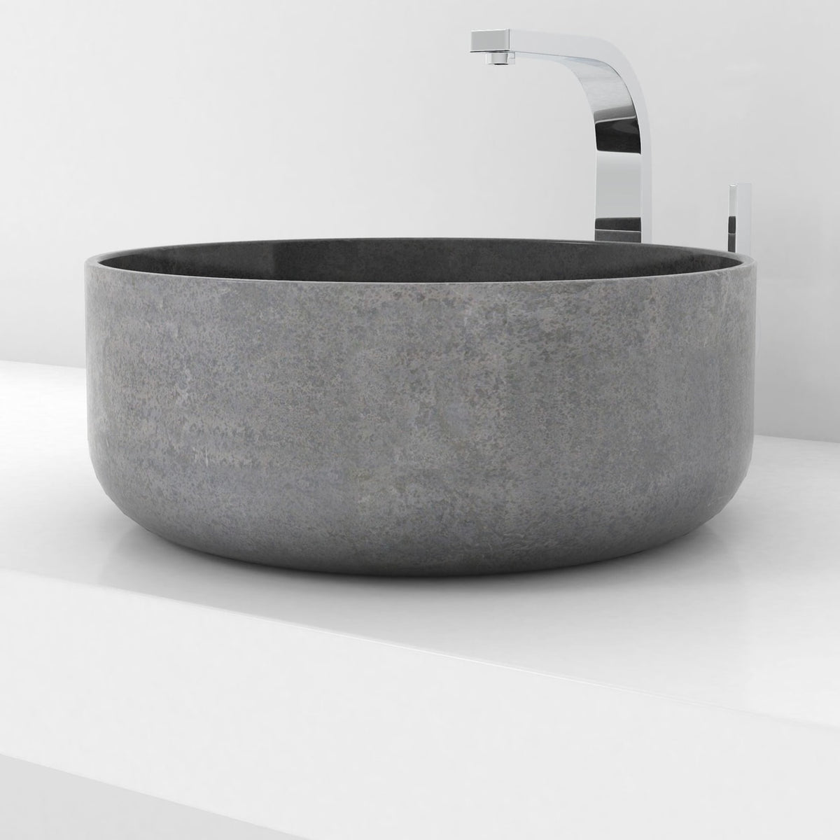 Sorcha Bluestone Vessel Sink, overall shape and side profile