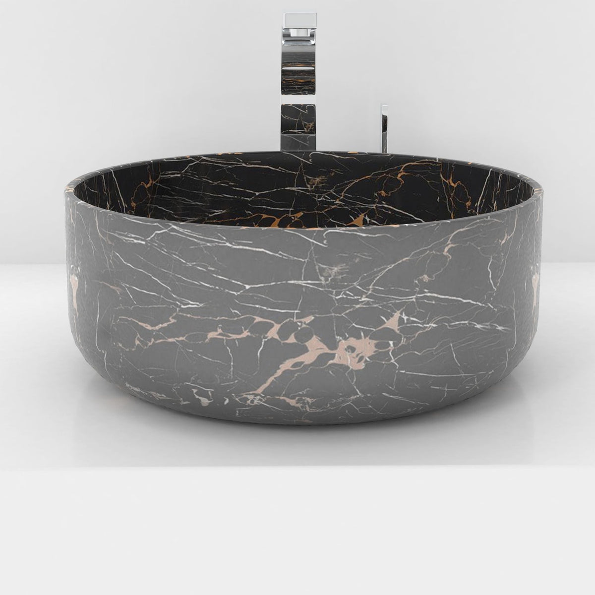 Sorcha Galaxy Marble Vessel Sink, overall shape and side profile