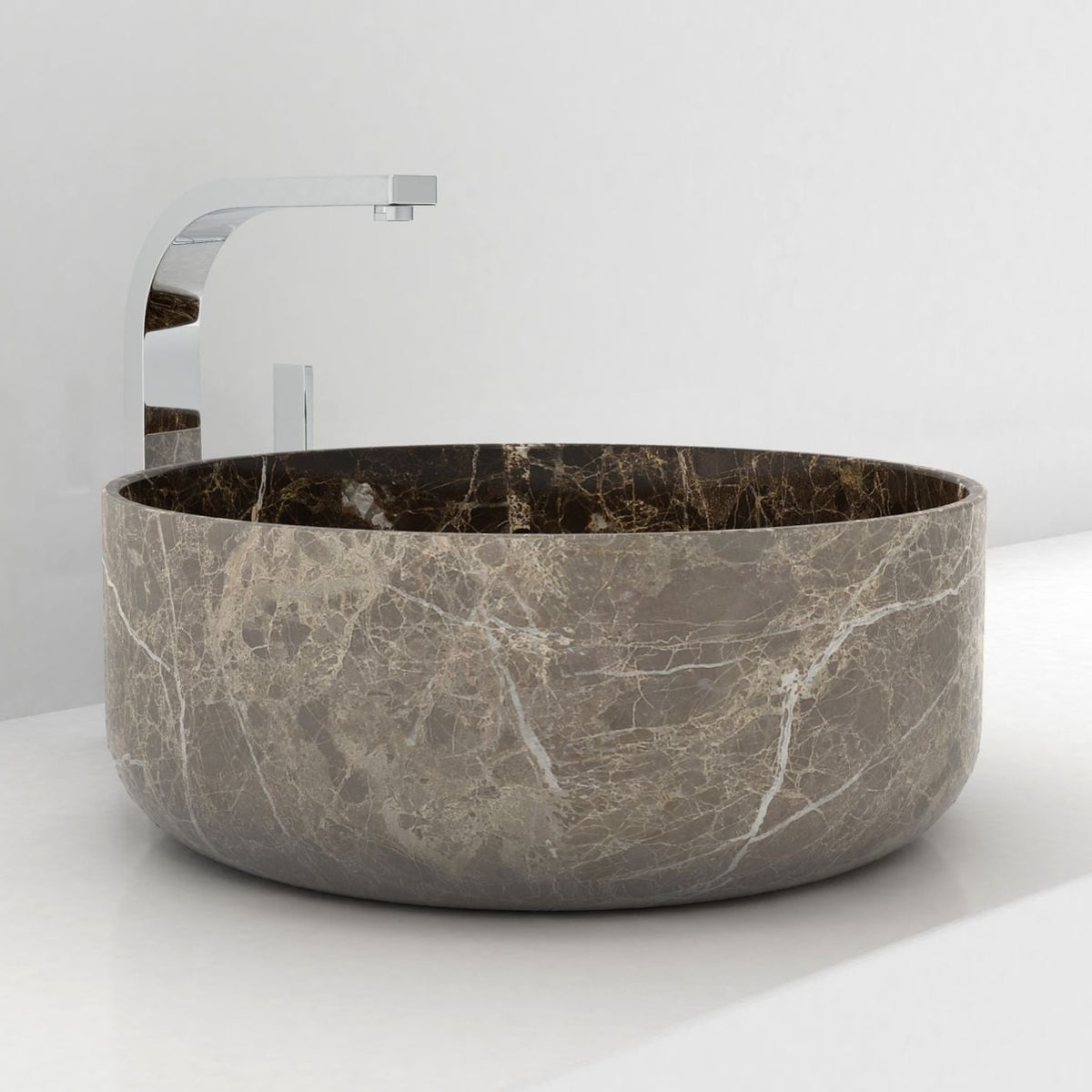 Sorcha Marocca Marble Vessel Sink, second countertop lifestyle setting