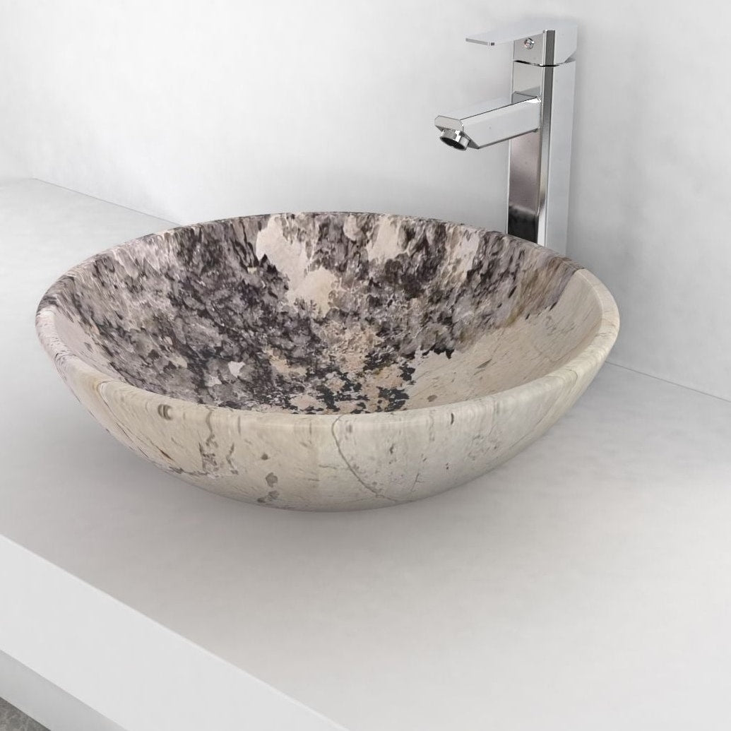 Vinko Pandora Blanc Quartzite Vessel Sink, countertop hero lifestyle view