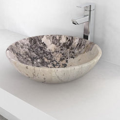 Vinko Pandora Blanc Quartzite Vessel Sink, countertop hero lifestyle view