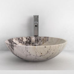 Vinko Pandora Blanc Quartzite Vessel Sink, overall shape and side profile