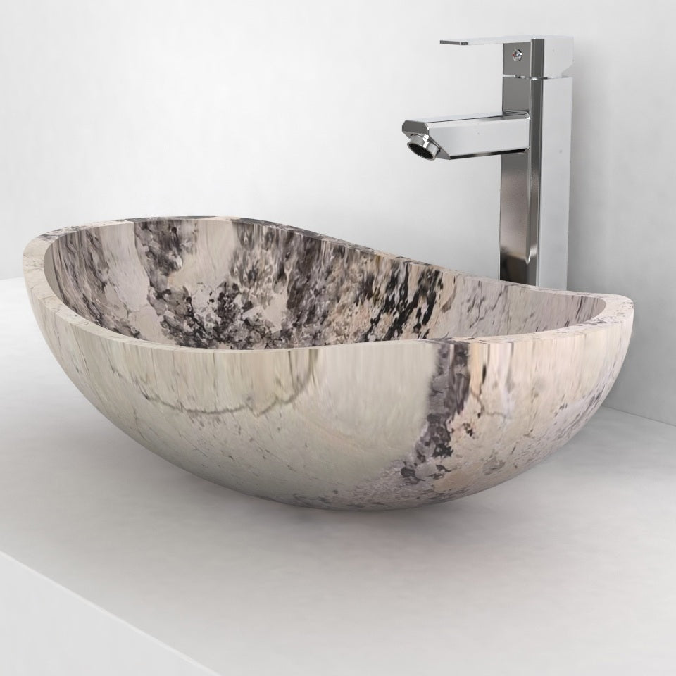 Spirit Pandora Blanc Quartzite Vessel Sink, countertop hero lifestyle view
