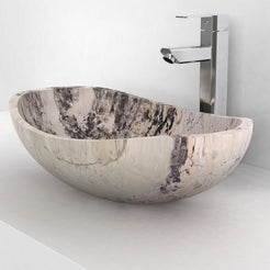 Spirit Pandora Blanc Quartzite Vessel Sink, countertop hero lifestyle view