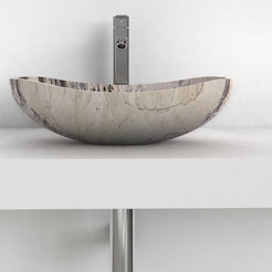 Spirit Pandora Blanc Quartzite Vessel Sink, overall shape and side profile