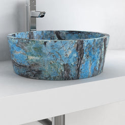 Sauri Danube Blue Quartzite Vessel Sink, second countertop lifestyle setting