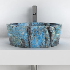 Sauri Danube Blue Quartzite Vessel Sink, overall shape and side profile