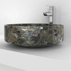 Shadi Celestia Blue Quartzite Vessel Sink, countertop hero lifestyle view