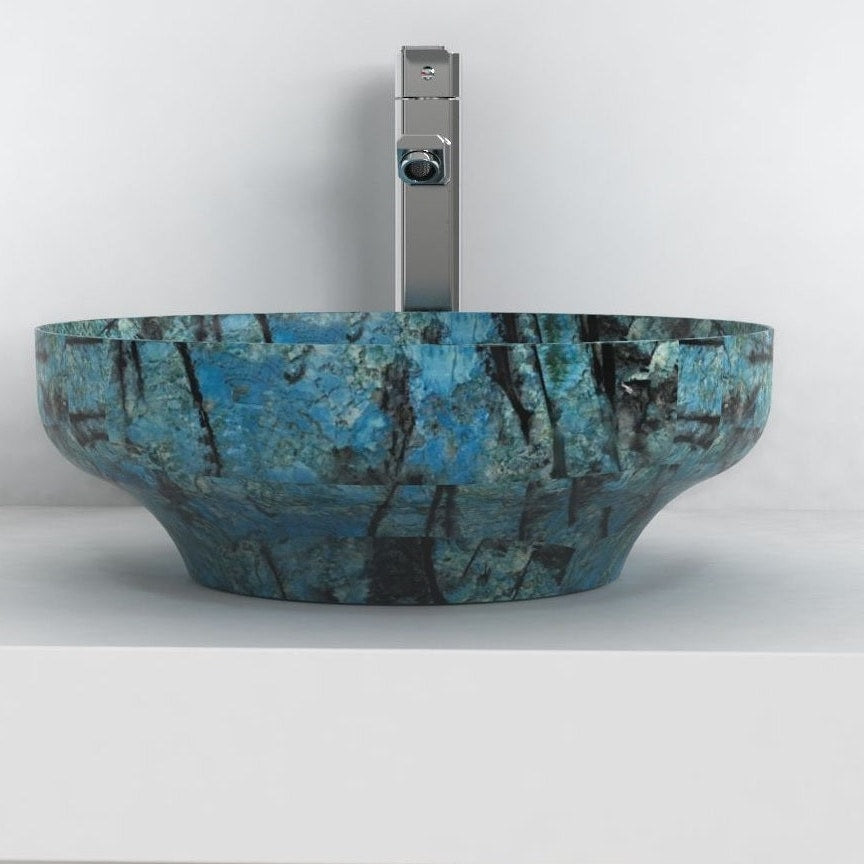 Shaela Danube Blue Quartzite Vessel Sink, overall shape and side profile