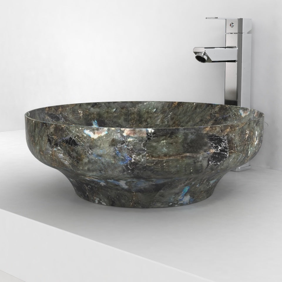 Shaela Celestia Blue Quartzite Vessel Sink, countertop hero lifestyle view