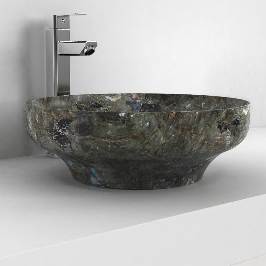 Shaela Celestia Blue Quartzite Vessel Sink, second countertop lifestyle setting