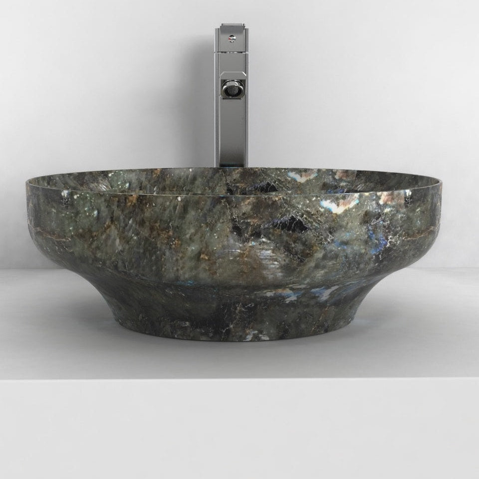 Shaela Celestia Blue Quartzite Vessel Sink, overall shape and side profile