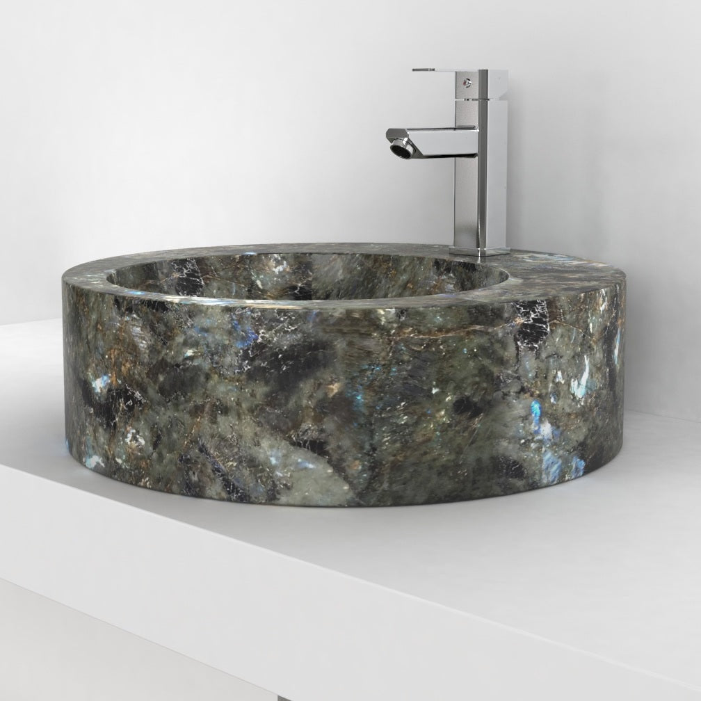 Shafia Celestia Blue Quartzite Vessel Sink, countertop hero lifestyle view