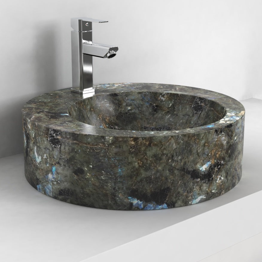 Shafia Celestia Blue Quartzite Vessel Sink, second countertop lifestyle setting