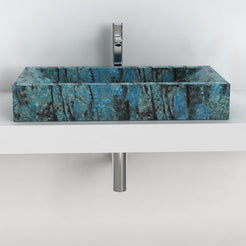 Shafira Danube Blue Quartzite Vessel Sink, overall shape and side profile